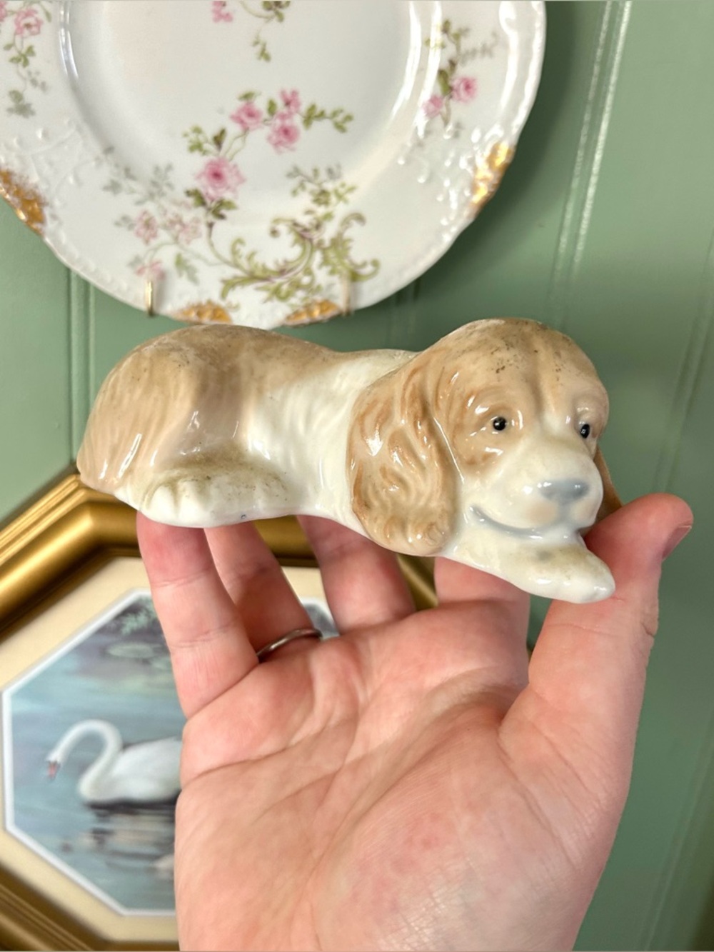 Porcelain Spaniel Dog Figure Antique